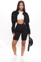 Raine Super Stretch Pull On Biker Shorts - Black Ins Street
